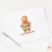 Sweet Christmas Girl Gingerbrot Cookie Runder Aufkleber (Umschlag)