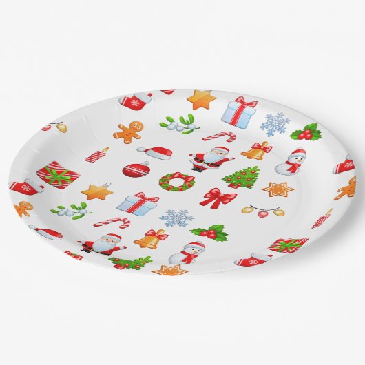 Sweet Christmas Icons Design Pappteller (Schrägansicht)