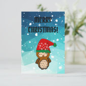Sweet christmas owl dankeskarte (Stehend Vorderseite)