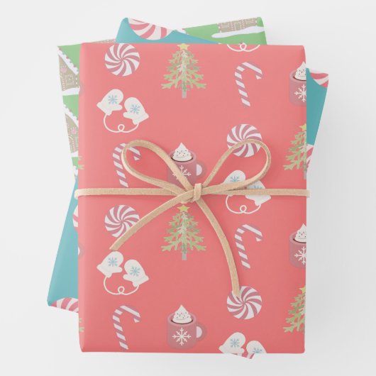 Sweet Christmas Pattern Candy Cane Holiday Geschenkpapier Set (Beispiel)