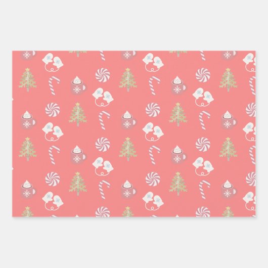 Sweet Christmas Pattern Candy Cane Holiday Geschenkpapier Set (Vorderseite)