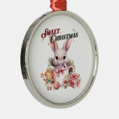 Sweet Christmas Pink Bunny Ornament Aus Metall (Rechts)