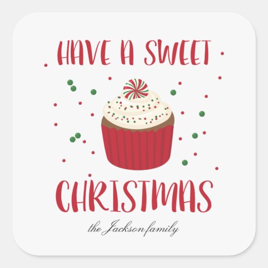 Sweet Christmas Red and Green Holiday Sticker (Vorderseite)