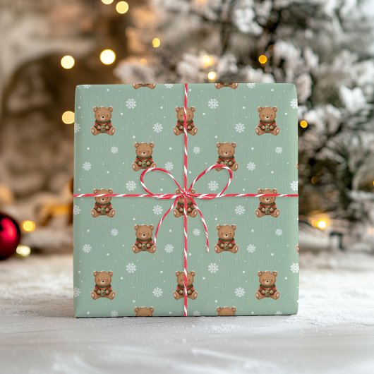 Sweet Christmas Teddy Bear Wrapping Paper Geschenkpapier