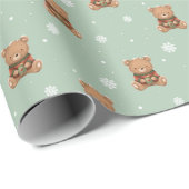 Sweet Christmas Teddy Bear Wrapping Paper Geschenkpapier (Rolleneckpunkt)