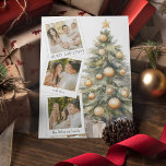 Sweet Christmas Tree Foto Collage Feiertagskarte<br><div class="desc">Schön Weihnachten mit diesen einzigartigen Weihnachtskarten! Jede von ihnen zelebriert die Tradition der Familienportraits mit einer modernen Drehung: drei Ihrer geliebten Fotos,  ein bezaubernder Aquarellweih und schicke goldene Baubles. Eine herzliche Grußvorlage fügt sich nahtlos in das Snapshot-Design ein. Ideal,  um Ihren Lieben in dieser Feriensaison ein Lächeln zu schicken!</div>