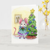 Sweet Christmas Tree Mouse Niedliche Weihnachtskar Karte (Gelbe Blume)