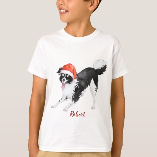 Sweet Christmas Weihnachtsmannmütze Dog Monogram T-Shirt (Vorderseite)