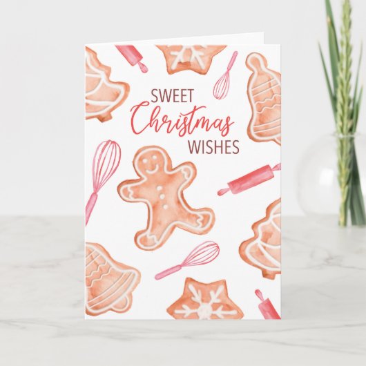 Sweet Christmas wünscht Gingerbread Card Dankeskarte (Vorderseite)