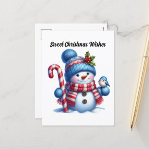 Sweet Christmas wünscht Pfefferminzschneemann Feiertagspostkarte