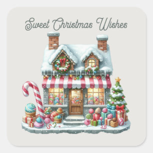 Sweet Christmas wünscht süßen Shop Quadratischer Aufkleber