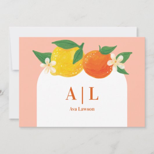 Sweet Citrus Flat Mit Monogramm Danke Karte (Vorderseite)