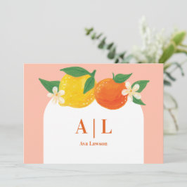 Sweet Citrus Flat Mit Monogramm Danke Karte