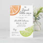 Sweet Citrus Niedlich Moderne Babydusche Einladung (Stehend Vorderseite)