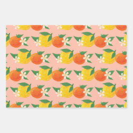 Sweet Citrus Wrapping Paper Flat Sheet Set 3 Geschenkpapier Set