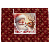 Sweet Classic Santa Claus Red Nose Rudolph Gift  Große Geschenktüte (Rückseite)