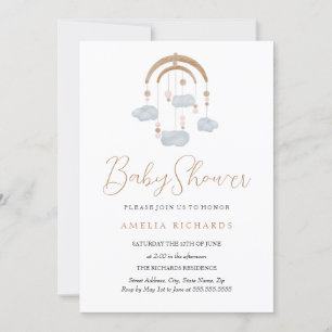 Sweet Cloud Dusty Blue Mobile Baby Dusche Einladung