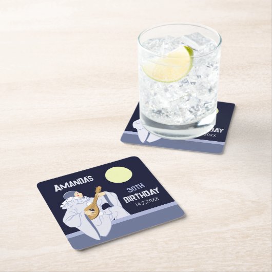 Sweet Clown (Pierrot) spielt Lute CC1270 Geburtsta Rechteckiger Pappuntersetzer (Vor Ort)