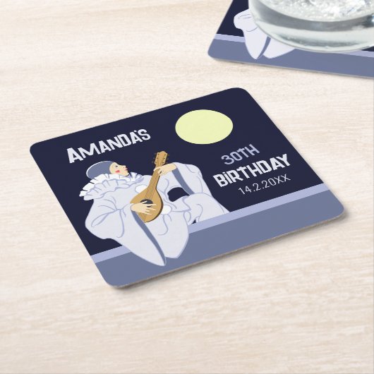 Sweet Clown (Pierrot) spielt Lute CC1270 Geburtsta Rechteckiger Pappuntersetzer (angewinkelt)