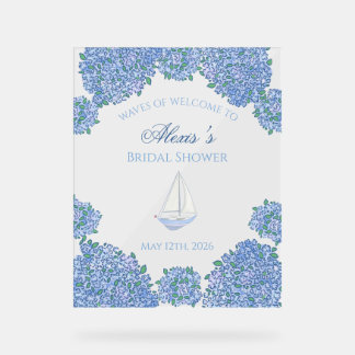 Sweet Coastal Blue Bridal Shower Welcome Sign Acrylschild