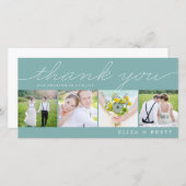 Sweet Collage Wedding Danke Cards - Aqua (Vorne/Hinten)