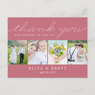 Sweet Collage Wedding Dankeschön Karte - Rosa