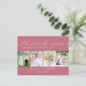Sweet Collage Wedding Dankeschön Karte - Rosa (Stehend Vorderseite)