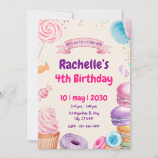 Sweet & Colorful Birthday Party Einladung