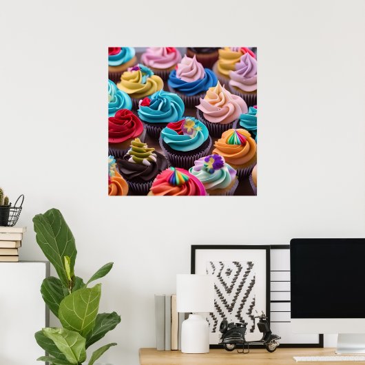 Sweet Colorful Cupcakes Version 2 Poster (Heimbüro)