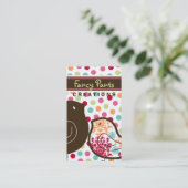 Sweet Colorful Damask Chicks Polka Dots Whimsical Visitenkarte (Stehend Vorderseite)
