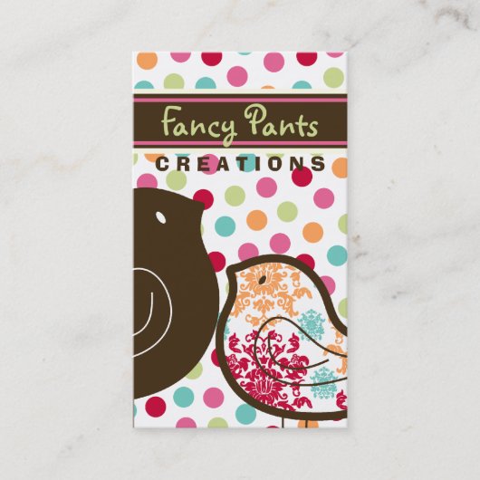 Sweet Colorful Damask Chicks Polka Dots Whimsical Visitenkarte (Vorderseite)