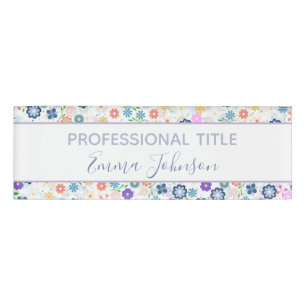 Sweet Colorful Ditsy Floral Pattern Namenschild