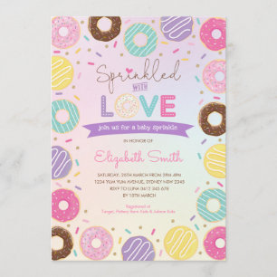 Sweet Colorful Doughnut Girl Baby Sprinkle Einladung