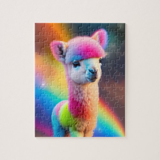 Sweet Colorful Fluffy Little Niedlich Alpaca Puzzle (Vertikal)