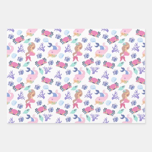 Sweet & Colorful Mermaid Geschenkpapier Set (Vorderseite)