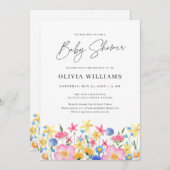 Sweet Colorful Wildblume Floral Baby Dusche Einladung (Vorne/Hinten)