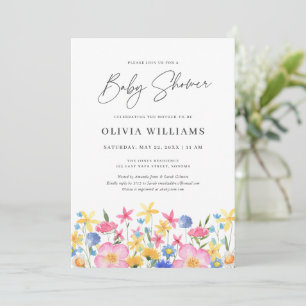 Sweet Colorful Wildblume Floral Baby Dusche Einladung