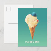 Sweet Cone: Smiling Bichon Ice Cream Art Ankündigungspostkarte (Vorne/Hinten)