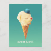 Sweet Cone: Smiling Bichon Ice Cream Art Ankündigungspostkarte (Vorderseite)