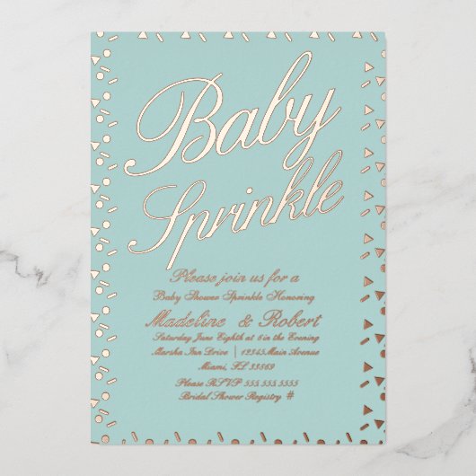 Sweet Confetti Baby Duschsprinklen gepresst Folieneinladung (Vorderseite)