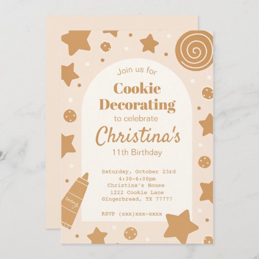 Sweet Cookie Decorating Birthday Invitation Einladung (Vorne/Hinten)