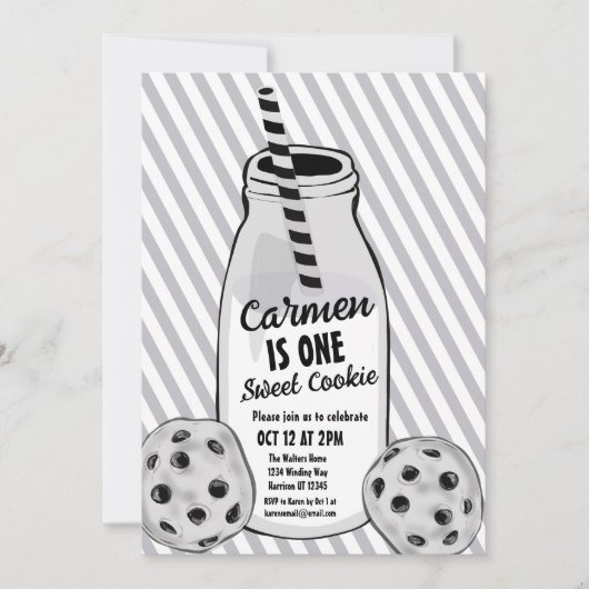 Sweet Cookie Mouse First Birthday Einladung (Vorderseite)