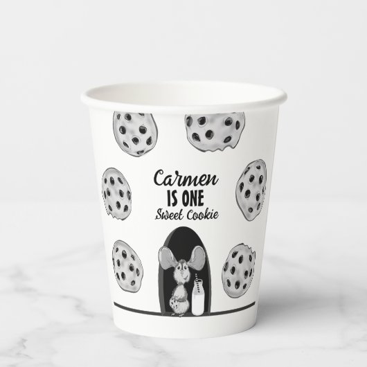 Sweet Cookie Mouse First Birthday Pappbecher (Rückseite)