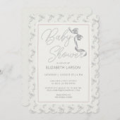 Sweet Coquette Beige Bow Krawatte Elegant Babydusc Einladung (Vorne/Hinten)