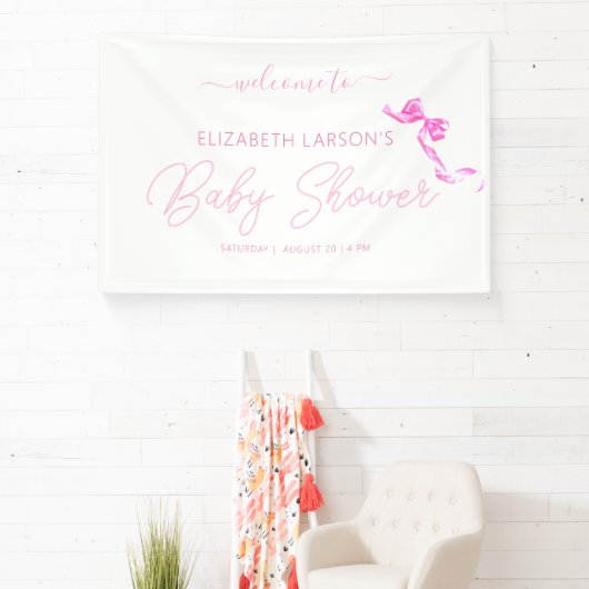 Sweet Coquette Pink Bow Krawatte Elegant Babydusch Banner (InSitu)