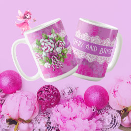 Sweet Cosy Hütte Pink und Lila Weihnachten Kaffeetasse