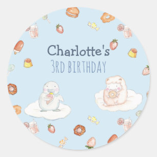 Sweet Cotton Candy Cloud Baby Blue Kindergeburtsta Runder Aufkleber