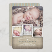 Sweet Country Burlap Baby Boy Geburtsankündigung Ankündigung (Vorne/Hinten)