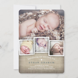 Sweet Country Burlap Baby Boy Geburtsankündigung Ankündigung