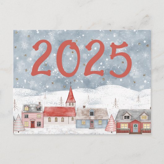 Sweet Country Houses 2025 New Years Holiday Card Postkarte (Vorderseite)